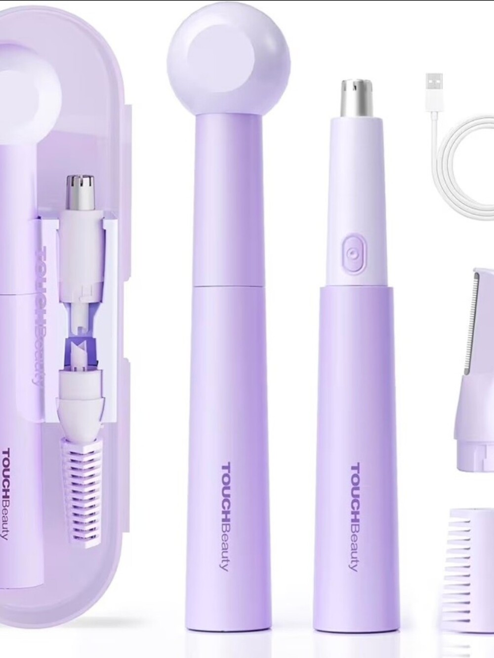 2-in-1 Nose, Ear, eyebrow, body hair Trimmer, USB Rechargeable, Dual-Edge Blades